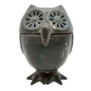Japanese Owl Lantern Incense Censer | Antique Footed Heavy Garden Decor Figurine
